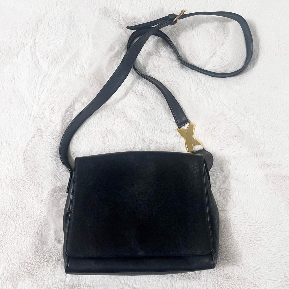 Vintage Paloma Picasso Black Leather Crossbody